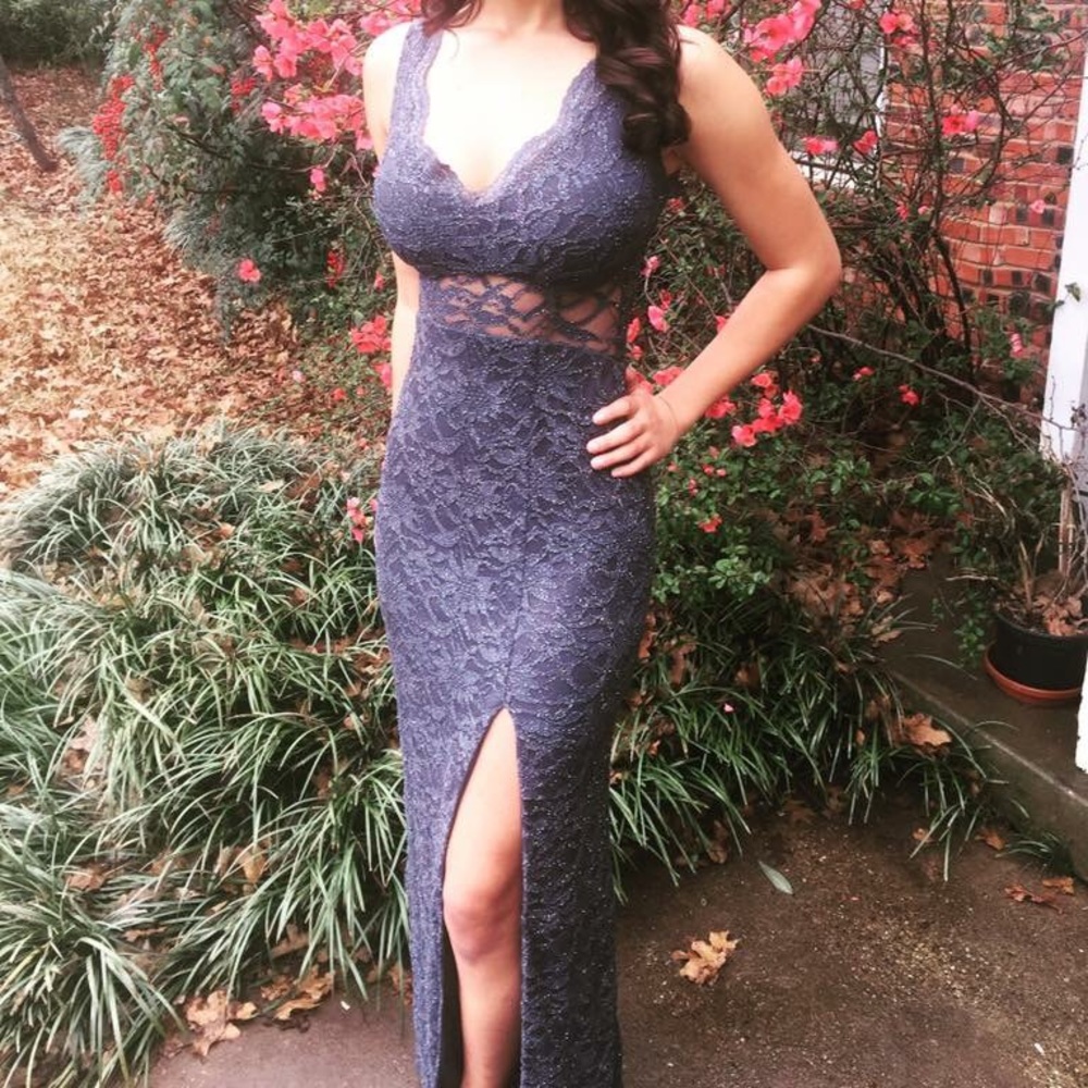 Steel Blue lace gown